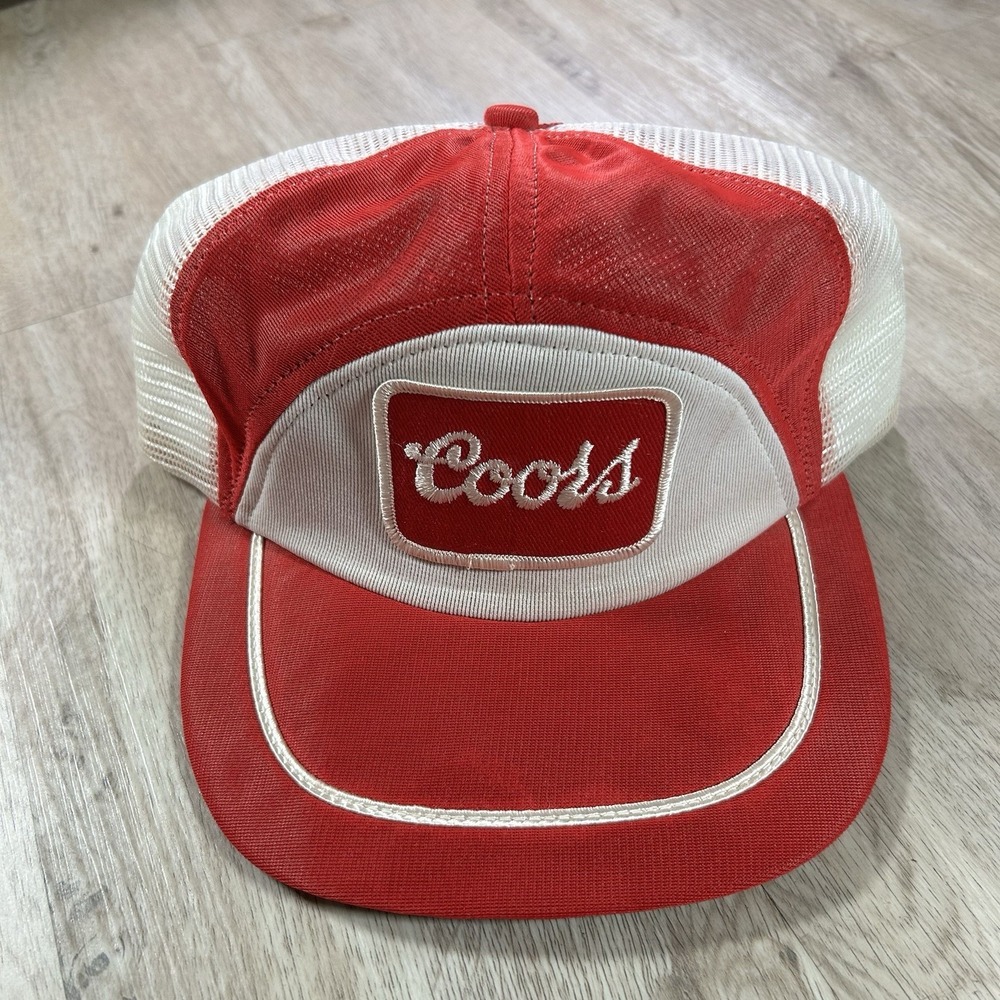 VTG Coors Snapback Hat Beer White Red Trucker Cap Made in USA